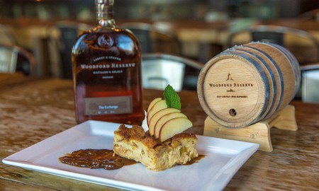 Brand Hospitality Group Bourbon Apple Bread Puddin' with Bacon Caramel Sauce